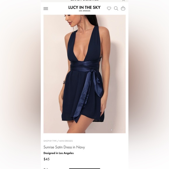 Lucy in the Sky | Dresses | Navy Blue Satin Mini Dress | Poshmark